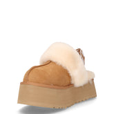 Funkette ciabatta calda con platform in pelle castagno | Boscaini Scarpe