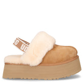 Funkette ciabatta calda con platform in pelle castagno | Boscaini Scarpe