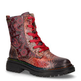 Kandyo 24 anfibio in pelle e tessuto stampa floreale rosso scuro | Boscaini Scarpe