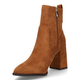 Tronchetto in tessuto scamosciato con zip cammello | Boscaini Scarpe