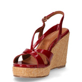 Sandalo in ecopelle con zeppa ciliegia vernice | Boscaini Scarpe