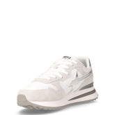 Tally sneaker in pelle e tessuto bianco argento | Boscaini Scarpe