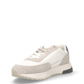 Sneaker in pelle e tessuto bianco grigio | Boscaini Scarpe