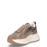 Sneaker in ecopelle e tessuto con zeppa kaki marrone | Boscaini Scarpe
