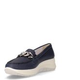 Mocassino in pelle con zeppa blu | Boscaini Scarpe