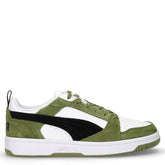Rebound V6 low sneaker in pelle ed ecopelle verde oliva bianco | Boscaini Scarpe