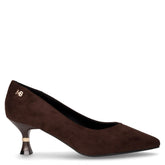 Décolleté in tessuto marrone scuro | Boscaini Scarpe