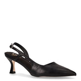 Sandalo a punta con tacco in ecopelle nero - Sandali Con Tacco Donna | Boscaini Scarpe