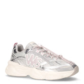 Lucky sneaker in ecopelle e tessuto argento iridescente | Boscaini Scarpe