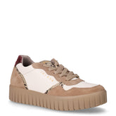 Sneaker in pelle con platform biscotto bianco | Boscaini Scarpe
