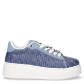 Sneaker in rafia intrecciata con platform navy | Boscaini Scarpe