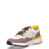 Wilfred sneaker in pelle e tessuto taupe bianco | Boscaini Scarpe