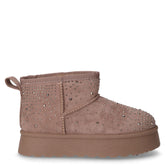 Stivaletto caldo in tessuto con strass bambina taupe | Boscaini Scarpe