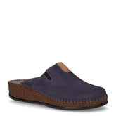 Ciabatta da casa con zeppa in pelle blu - Ciabatte Donna | Boscaini Scarpe