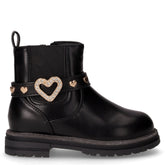 Stivaletto in ecopelle con cinturino cuori bambina nero | Boscaini Scarpe