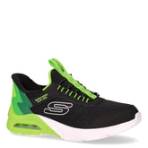 Microspec Max Brisk Stripe sneaker in tessuto ed ecopelle bambino nero lime | Boscaini Scarpe