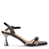 Sandalo in ecopelle con strass e tacco nero | Boscaini Scarpe