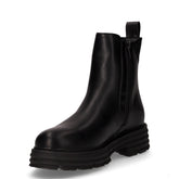 Stivaletto con carrarmato e zip laterale in ecopelle nero | Boscaini Scarpe