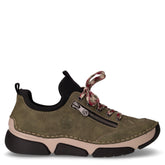 Sneaker in ecopelle con zip laterale verde liana nero | Boscaini Scarpe