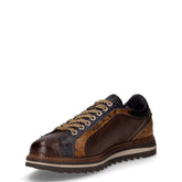 Stringata sportiva in pelle cacao ocra | Boscaini Scarpe