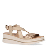 Sandalo in ecopelle con zeppa oro | Boscaini Scarpe