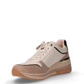 Sneaker in ecopelle e tessuto con zeppa crema | Boscaini Scarpe