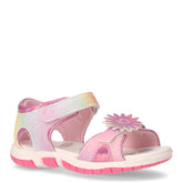Flaviana sandalo in tessuto glitterato con fiore rosa | Boscaini Scarpe