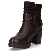 Tronchetto in ecopelle con cinturini decorativi marrone | Boscaini Scarpe