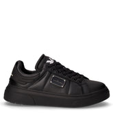 Sneaker in pelle con placca metallica nero | Boscaini Scarpe
