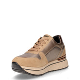 Sneaker in ecopelle e tessuto con platform tortora | Boscaini Scarpe