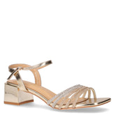 Sandalo in tessuto ed ecopelle con tacco oro - TOO LIKE | Boscaini Scarpe