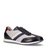 Stringata sportiva in pelle e tessuto grigio blu | Boscaini Scarpe