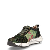 Sneaker in pelle e tessuto verde | Boscaini Scarpe
