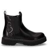 Stivaletto in ecopelle con cuori bambina nero petrolio | Boscaini Scarpe