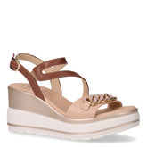 Sandalo in pelle con zeppa cipria - Sandali Con Tacco Donna | Boscaini Scarpe