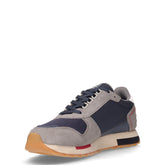 Sneaker in pelle e tessuto navy grigio | Boscaini Scarpe
