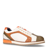 Stringata sportiva in pelle verde bianco | Boscaini Scarpe