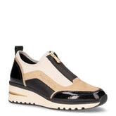 Scarpa sportiva in ecopelle e tessuto crema nero | Boscaini Scarpe