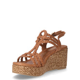 Sandalo in ecopelle con zeppa cognac | Boscaini Scarpe