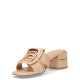 Ciabatta in ecopelle con tacco beige | Boscaini Scarpe