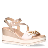 Sandalo in pelle con zeppa bianco rosa - Sandali Con Tacco Donna | Boscaini Scarpe