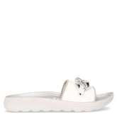 Ciabatta in ecopelle con catena argento bianco | Boscaini Scarpe