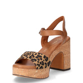 Sandalo in ecopelle con tacco leo cognac | Boscaini Scarpe