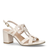 Sandalo in ecopelle con tacco crema | Boscaini Scarpe
