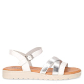 Sandalo in pelle bianco argento | Boscaini Scarpe