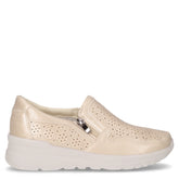Mocassino sportivo in ecopelle con zeppa platino | Boscaini Scarpe