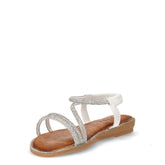 Sandalo in ecopelle con strass bianco | Boscaini Scarpe