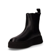 Stivaletto in pelle con platform nero | Boscaini Scarpe