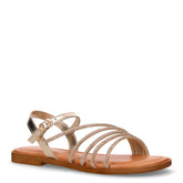 Sandalo in tessuto con strass oro | Boscaini Scarpe