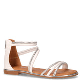 Sandalo in ecopelle e tessuto con strass bianco argento - TOO LIKE | Boscaini Scarpe